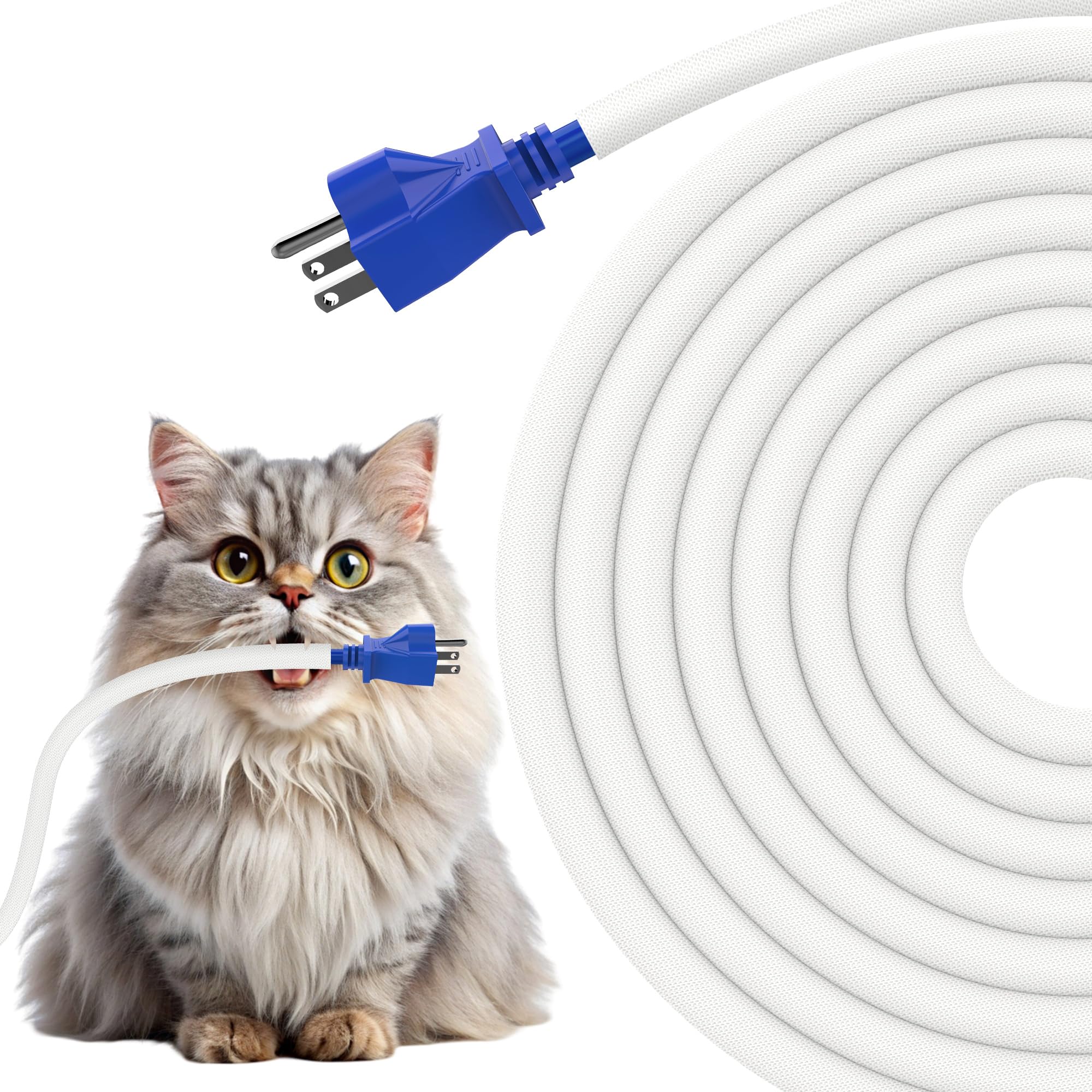 REFLYING 2 Meters-8mm Self Wrap Cable Sleeve, Dogs Cats Cord Protector, Hiding 1 Wire, Cable Tidy Solution Prevent Pets from Chewing Cable Wires, Expandable Braided Sleeve, White