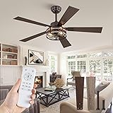 Farmhouse Ceiling Fans with Light, 48 Inch Bedroom