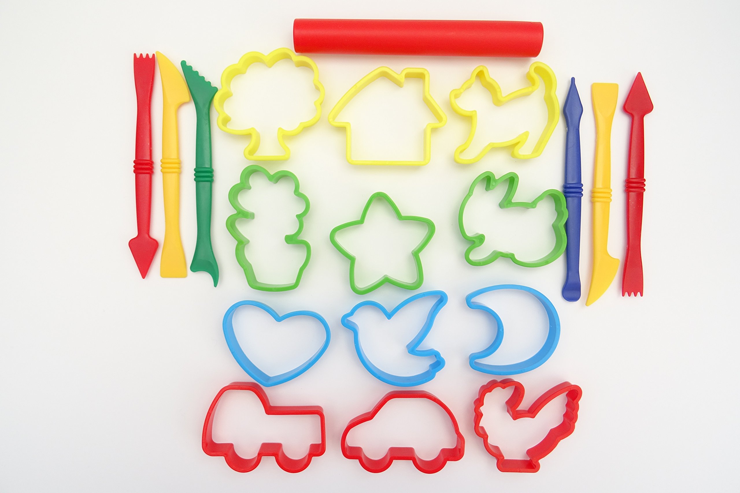 a2bsales Set Of 19 Modelling Dough Craft Tools & Rolling Pin