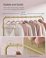 Songmics Clothes Rack on Wheels 91 cm Long with Shelf Gold HSR025A01 view 4