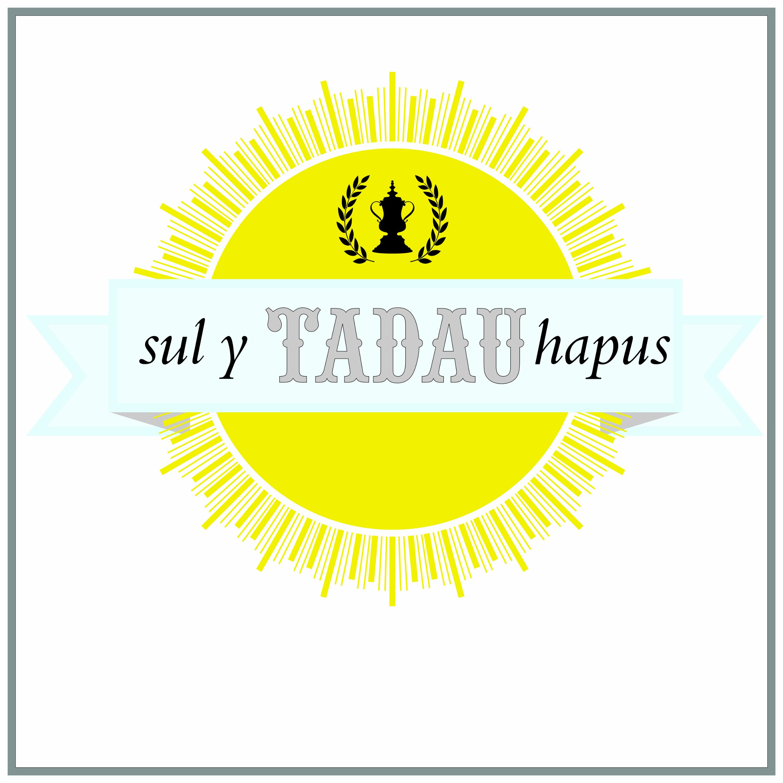 Claire Giles Greeting Cards, Welsh Happy Father's Day Card, Sul y Tadau Hapus, Sun and Ribbon Design Father's Day Greeting Card