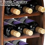 CHRISTOW Wooden Wine Rack Barrel Freestanding 8 Bottle Oak Effect 50cm view 3