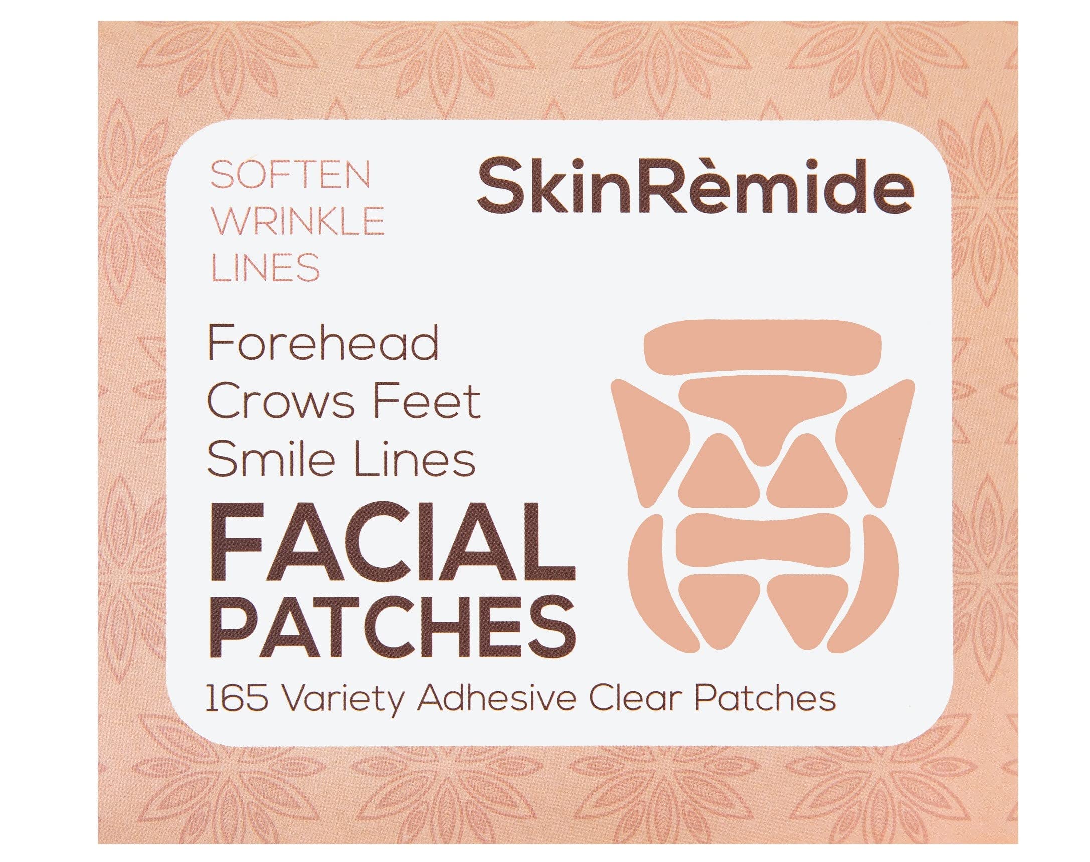 Facial Patches to Smooth Lines & Wrinkles, Skinremide Anti Wrinkle 165 Clear Adhesive Patches.Various shapes for Forehead Wrinkles, Smile Lines, Crows feet lines & wrinkles. Stops frown lines