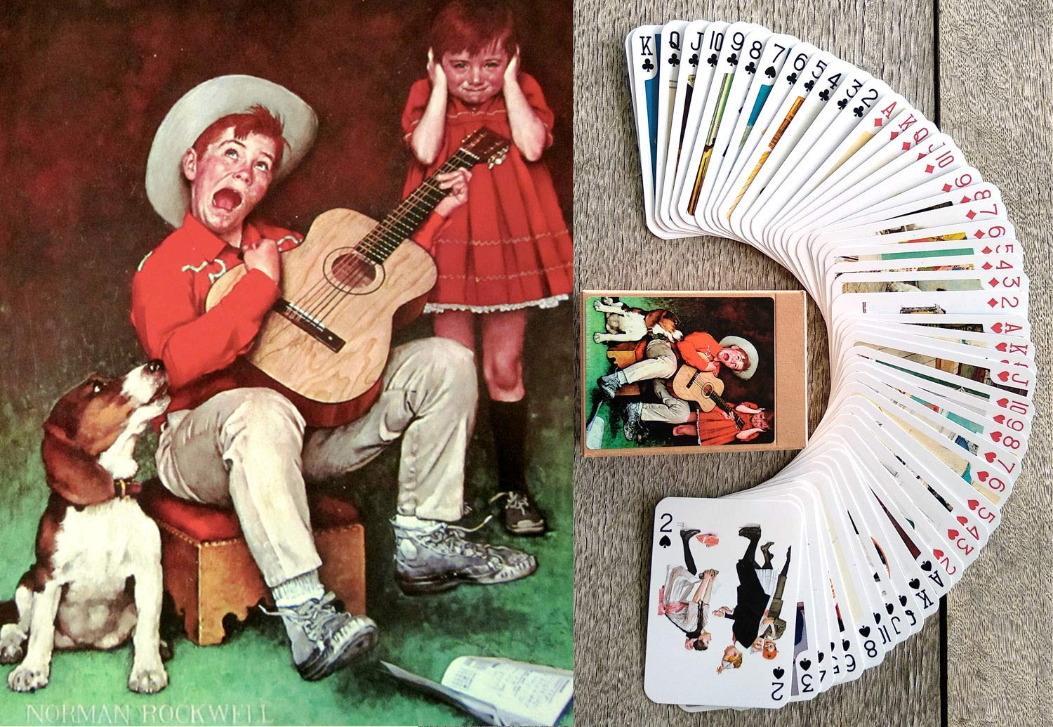FLONZGIFT Norman Rockwell Playing Cards (Poker Deck 54 Cards All Different) Vintage Retro Magazine Illustrations
