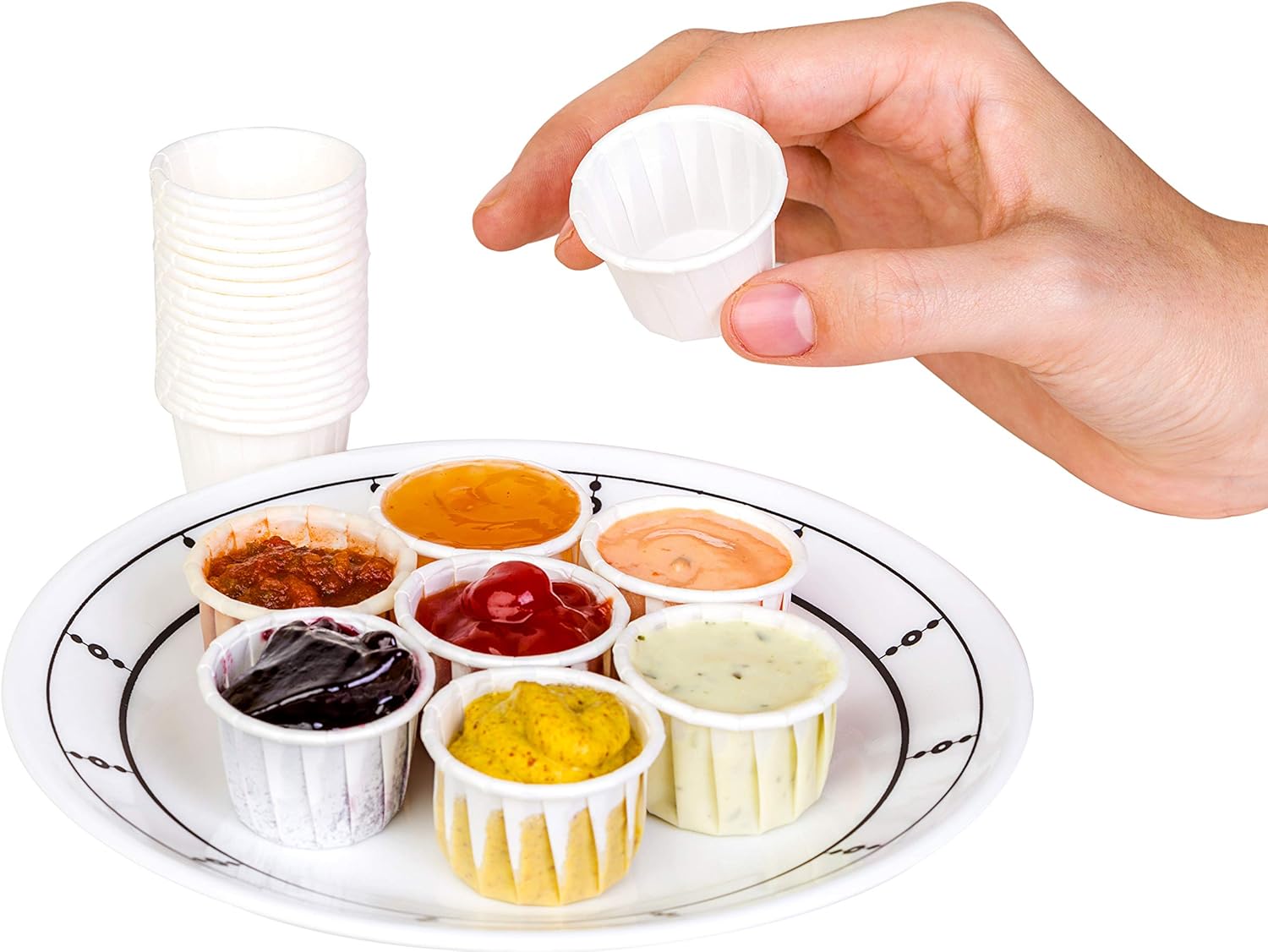 Disposable Pleated Paper Souffle Cups for Food, Drink or Pills - 0.75 oz (250 Cups)