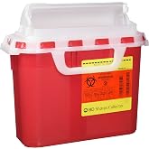 B-D Sharps Containers, 5.4 Quarts, Red | Plastic Construction, Rectangular Shape, 12 x 12 x 12 in, 0.95 lb, Healthcare Settings, Single Pack, Model B004U787UO