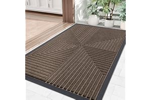 Arotive Front Door Mat, Heavy Duty Outdoor Indoor Mat, Non-Slip Doormat for Home Entrance, Low Profile, Easy Clean, Dirt Trapper Entryway Floor Mats for Outside, Garages and Patios, 29.5x17, Brown
