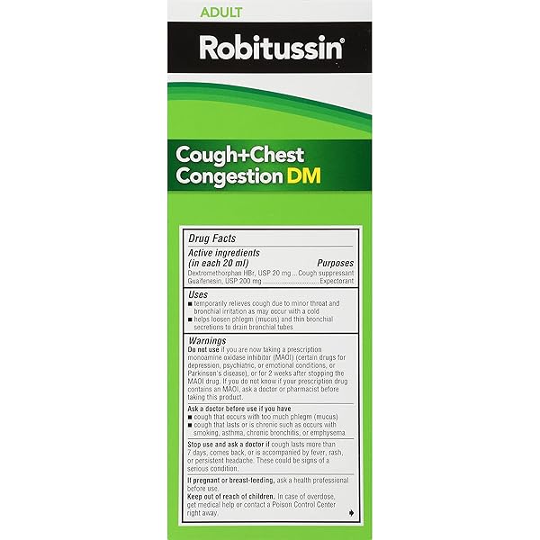 ROBITUSSIN COUGH AND CHEST CONGESTION DM, COUGH SUPPRESSANT AND EXPECTORANT, RASPBERRY FLAVOR – 8 FL OZ BOTTLE