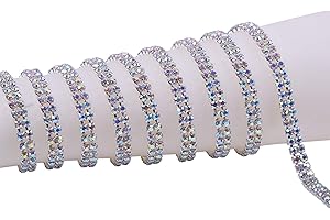 KAOYOO 2 Rows 2 Yards Crystal Rhinestone Close Chain Trim for Sewing Craft,DIY Decoration,4.0mm/0.16"