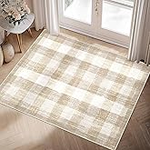 COLORPAPA Checkered Area Rug 2x3, Washable Rugs for Living Room, Modern Neutral Non Slip Indoor Carpet for Bedroom Office Patio Dining Room (Beige)