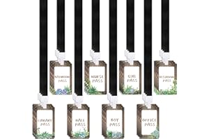 KOLEWO4EVER 48 Pieces Succulents Theme Passes Set: 24 Pieces Passes and 24 Pieces Lanyards School Passes Set Hall Pass Restroom Pass Bathroom Pass Nurse Pass Library Pass Office Pass Girl Pass Boy