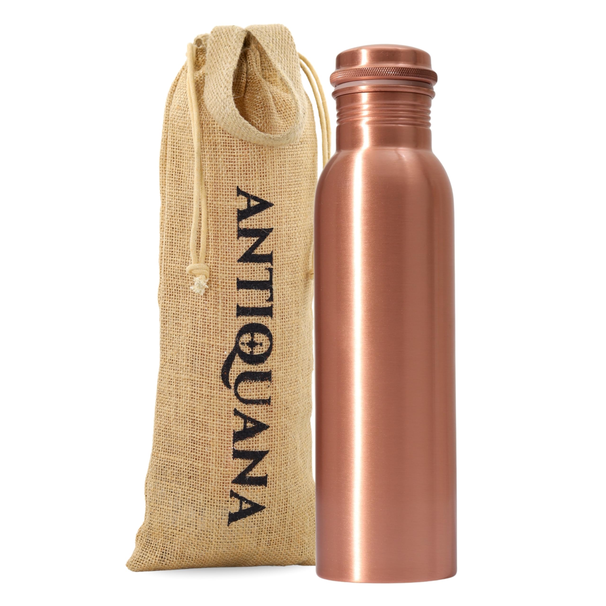 Photo 1 of ANTIQUANA 34 Oz Pure Copper Water Bottle – Leak-Proof Hammered Design with Tumbler, Carrying Bag & Smooth Finish Decorative – Copper Water Bottle
