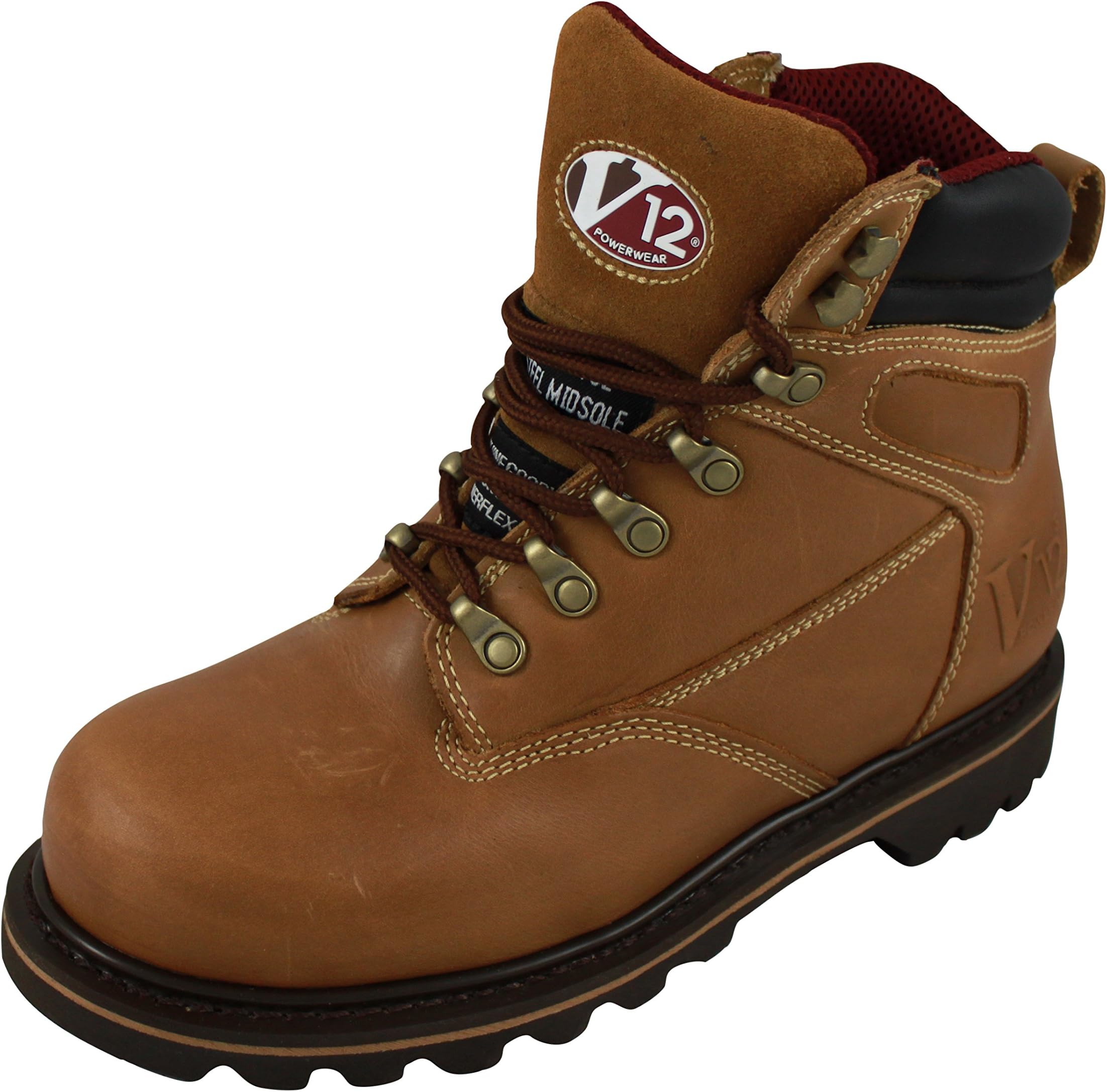 V12 Safety Footwear V1244 Mohawk Mens Work Boots Brown Leather Steel Toe Cap