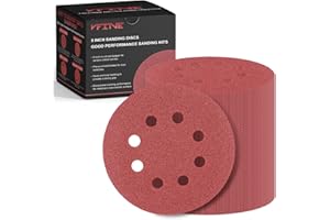 VFINE 100 PCS 5 Inch Sanding Disc 80 Grit, 8 Hole Sandpaper Hook and Loop Sanding Pads Round Orbital Sandpaper for Random Orb