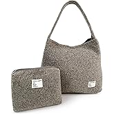 CATCHY & CRAFTY Tote Bag for Women - Plush Large Hobo Gym Bag for Workout, Yoga, Travel - Fluffy Fleece