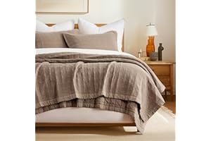 EVERGRACEHOME Stonewashed Cotton Quilt Set King Size, Ultra Soft Oversized Bedspread Coverlet Set, Lightweight Crinkle Box St