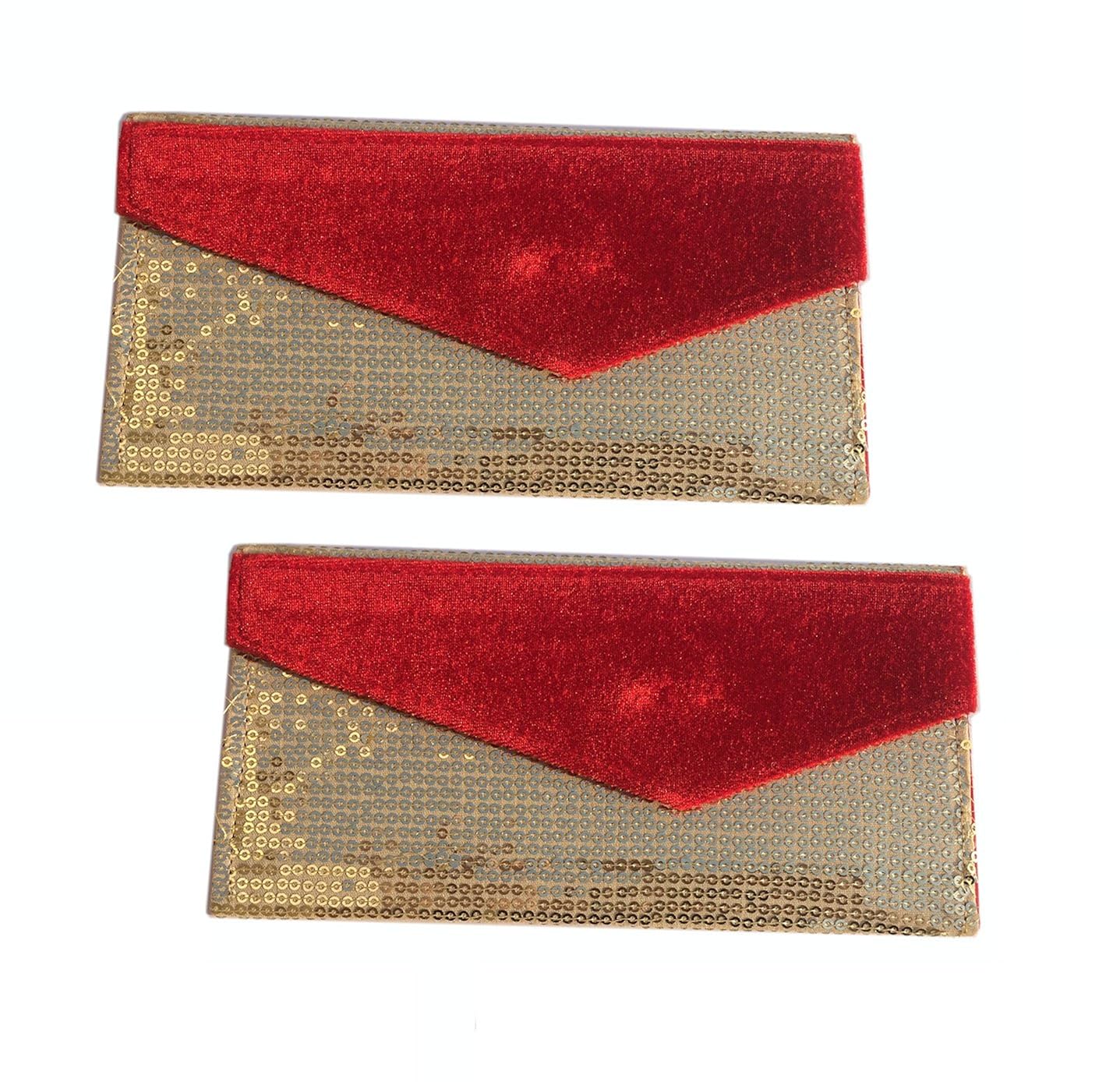 loops n knots handmade fabric cash shagun envelope for wedding & festivals (set of 2)