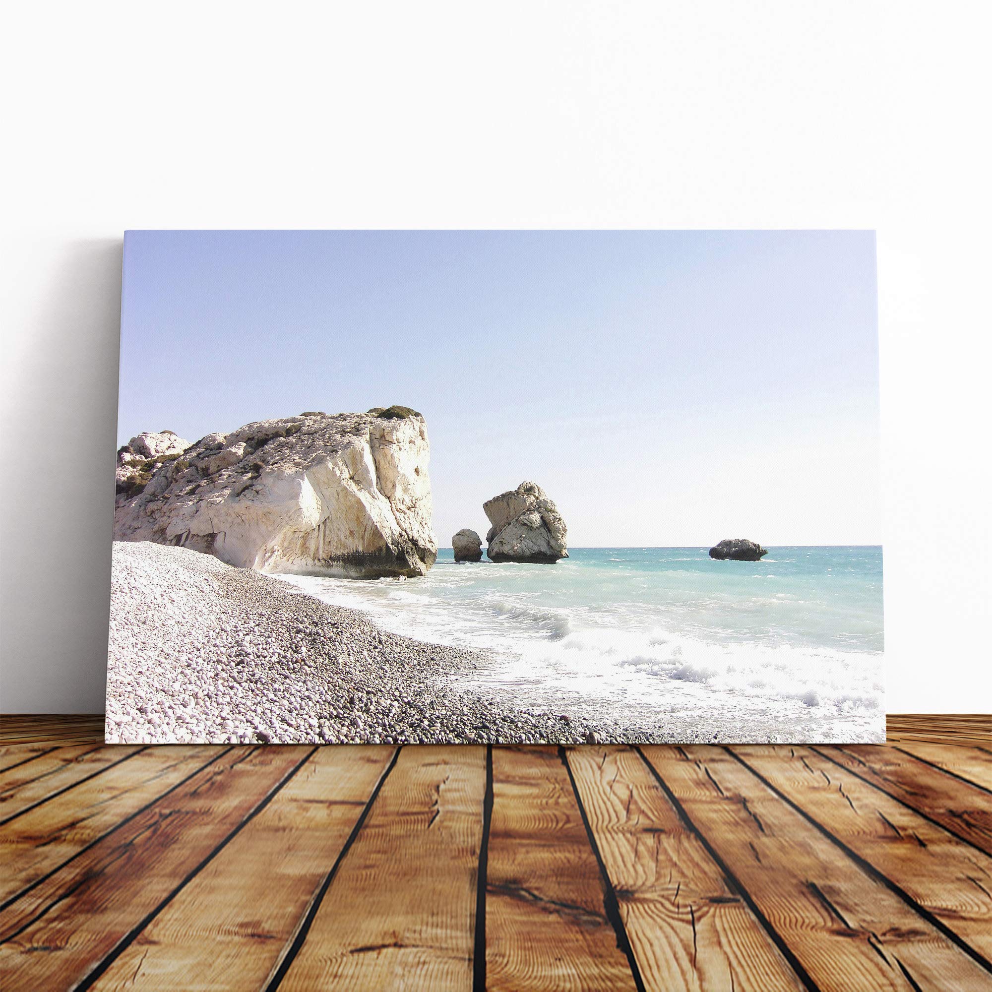 Seascape Cyprus Beach Canvas Print | Gallery Wrapped 30mm Frame Wall Art | 20x14 inches | Ready to Hang | Modern Seascape Picture | Living Room Bedroom Lounge Office