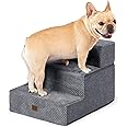 EHEYCIGA Dog Stairs Ramp for Small Dogs 13.5" H, 3-Step Dog Steps for Couch Sofa and Chair, Pet Steps for Small Cats, Non-Slip Balanced Pet Ramp Indoor, Grey