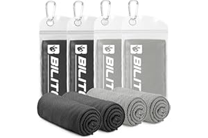 BILITOK Superfiber Ice Towel Neck, Soft Breathable Cold Towel Cooling, Yoga, Sports, Golf, Gym, Camping, Running, Fitness, Exercise and More Activities, 4 Packs (Black/Gray)