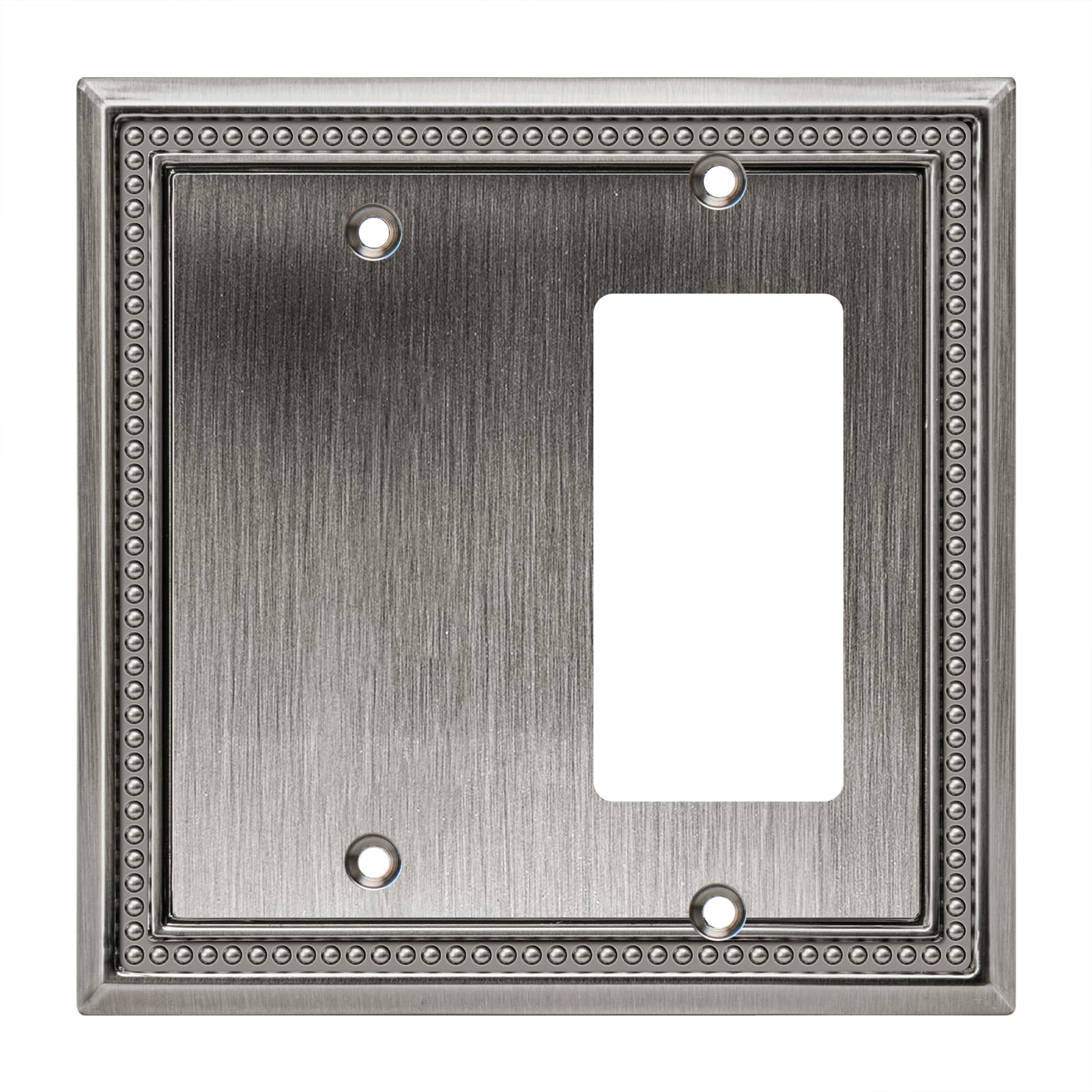 Henne Bery Sunken Pearls Heavy Duty Decorative Wall Plate Switch Plate Outlet Cover (Blank/Decorator, Heirloom Silver)