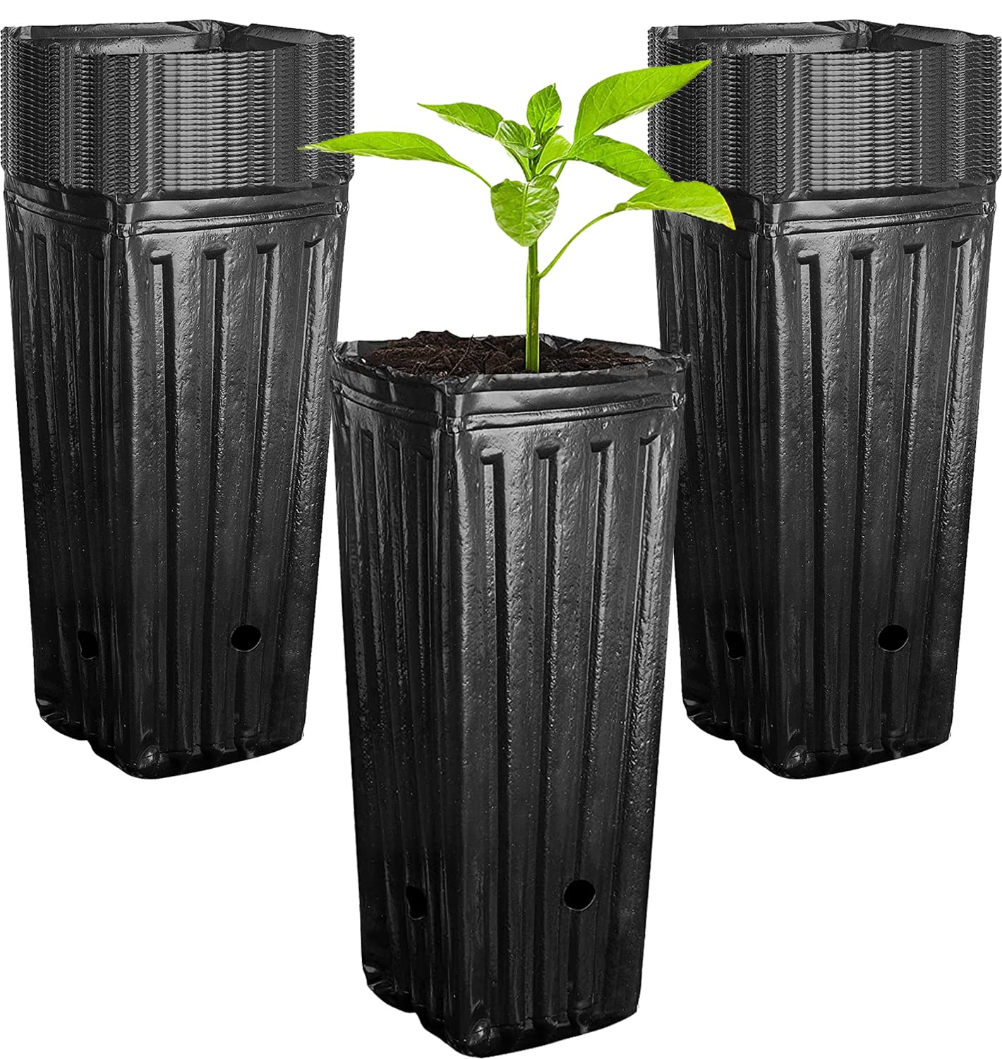 40Pcs Tall Tree Pots,Plastic Deep Nursery Treepots,20cm/7.8inch Tall Seedling Flower Plant Container Pots for Indoor Outdoor Garden Plants — image 1