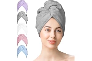 YOULERTEX Microfiber Hair Towel Hair Wrap: 2 Pack 10X26 Hair Dryer Towels for Women Absorbent Turban Twist Hair Drying Shower Cap Curly Hair Products for Hair Care Hair Accessories (01 5-Pcs Multicolor)