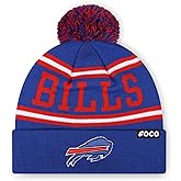 FOCO NFL Unisex-Adult NFL Team Logo Stripe Pom Beanie Hat