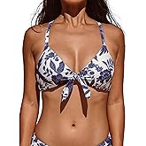 CUPSHE Womens Bikini Top Swimsuit Bandeau Top Back Tie with Removable Shoulder Straps
