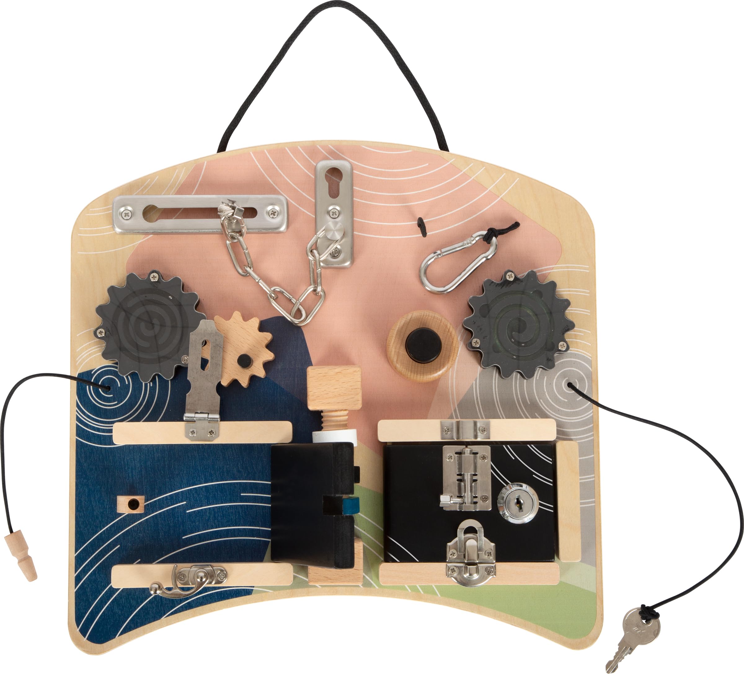 Small Foot Locks and Rotation Motor Activity Board, diverse motor skills fun for kids aged 3+ years, 12392
