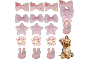 zaabaazina Dog Hair Bows, 20pcs Cute Mixed Styles, Pet Grooming Metal Clips, Handmade Hair Accessories for Yorkie Puppies