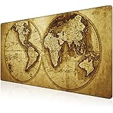 Mouse Pad, Large Antique World Map Desk Mat, Extended Non-Slip Gaming Keyboard Mousepad Desk Pad, Thick Stitched Edges Waterproof Mouse Mat 31.5"x15.7" (Retro World Map)