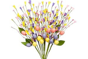 Eternity sky 10Pcs Easter Decorations Egg Picks Berry Stem Artificial Spring Floral Pick Decor for Home Vase Table Centerpieces
