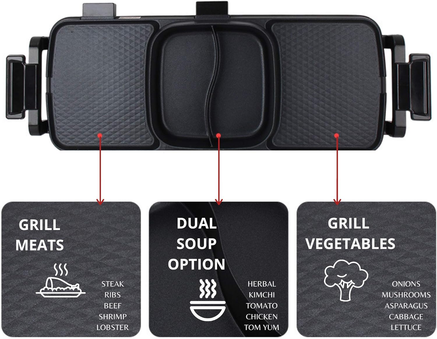 Electric Hot Pot Soup and Grill Combo with Divider