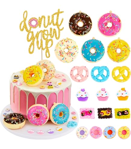 Donut-Kuchendekoration Set – Pink Candy Deko Für 'Donut Grow Up' Babypartys