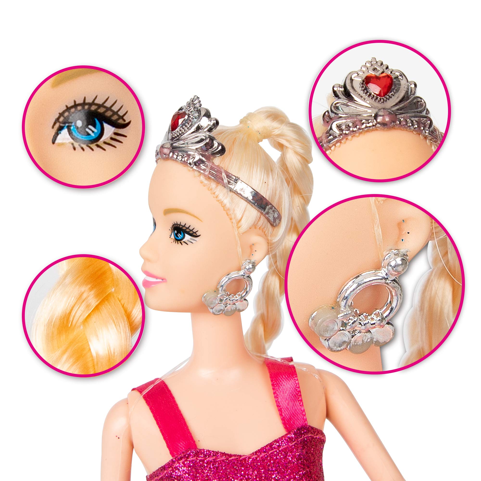 Princess Doll with Little Mermaid & Pink Dolphin Playset, Blonde Hair Dolls Toys with Accessories, Gift for 3 to 7 Year Old Girls