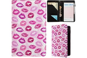 AIRMORS Pink Server Book Cute Waitress Book With Money Pocket and Zipper Serving Book Restaurant Guest Cash Check Bill Receipt Holder Fit Server Apron