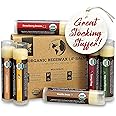 USDA Organic Lip Balm 6-Pack by Earth's Daughter - Fruit Flavors, Beeswax, Coconut Oil, Vitamin E - Best Lip Repair Chapstick for Dry Cracked Lips - Moisturizing Lip Care