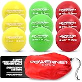 PowerNet 2.8" 9 Pack Weighted Progressive Training Balls for Hitting Batting, Build Strength &amp; Muscle, Improve Technique, Baseball Size, Training Equipment for Throwing, 12 oz to 20 oz