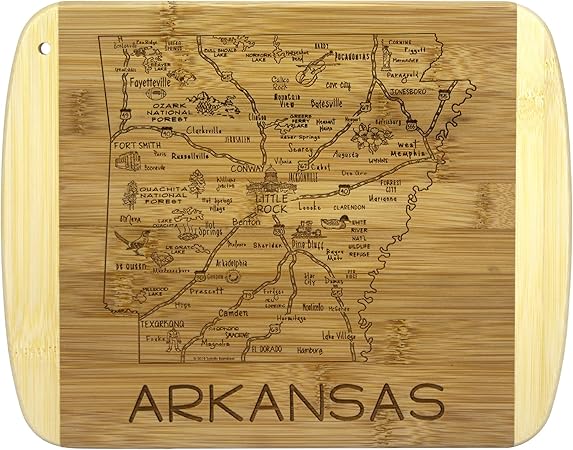 Amazon Com Totally Bamboo A Slice Of Life Arkansas Bamboo Serving And Cutting Board Kitchen Dining