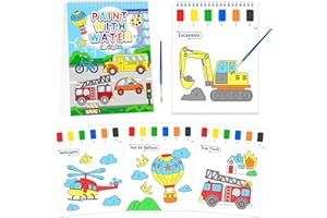 SOCOLER Paint with Water Coloring Books for Toddlers,Mess Free Watercolor Painting Papers for Kids Travel Coloring Kit with 2 Brushes Art Craft Birthday Gift for Ages 3-8