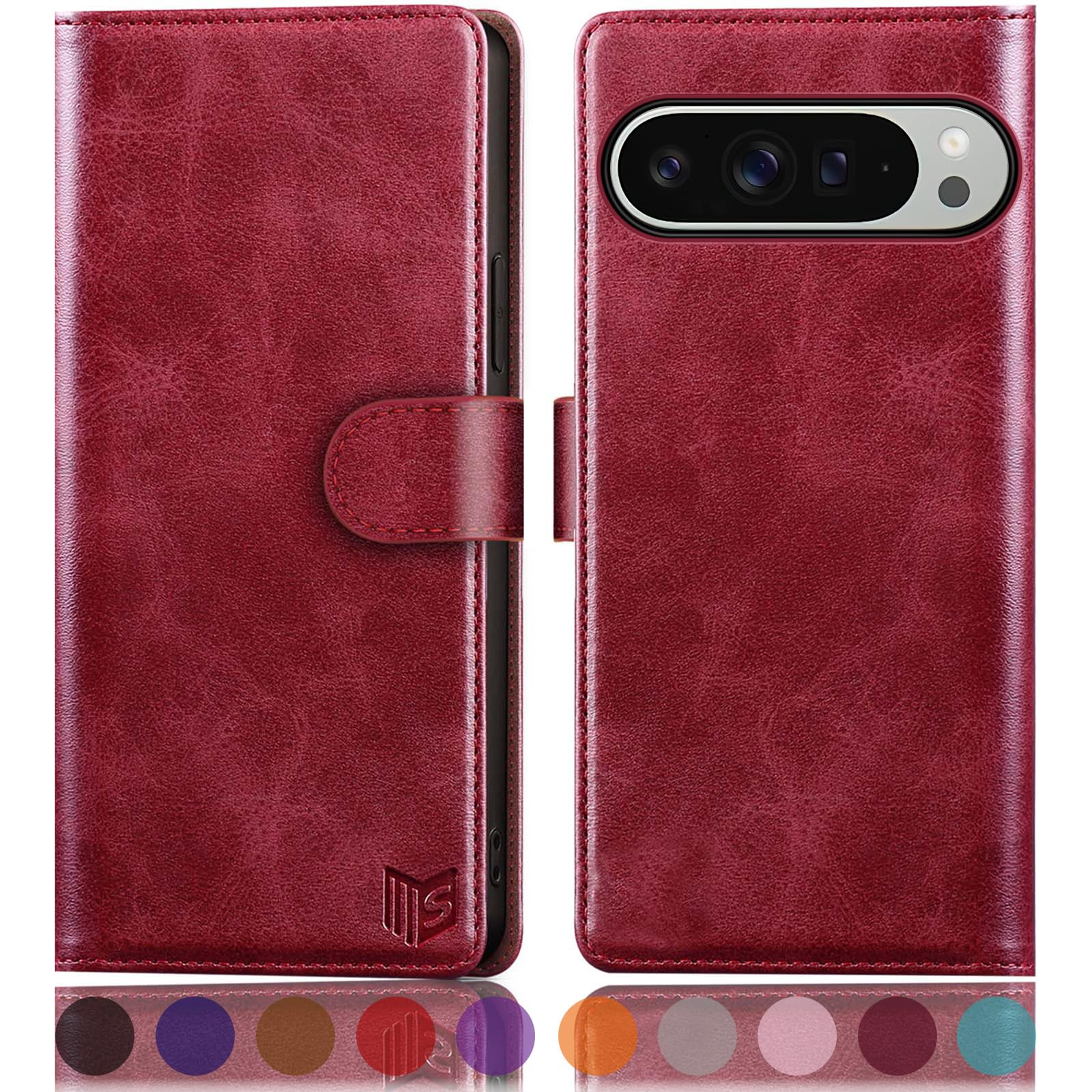 SUANPOT [RFID Schutz für Google Pixel 10 Pro XL Hülle PU Leder Handyhülle Lederhülle Klapphülle Kartenfach Flip Cover für Pixel 10 Pro XL Handy hülle Leather Wallet Phone Case Rot