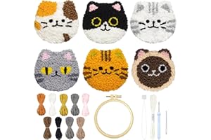Morledoa Punch Needle Coasters Kit, Punch Needle Kits Adults Beginner, Cat Coasters Kit with Adhesive Felt, Yarns, Embroidery Hoop, Instruction