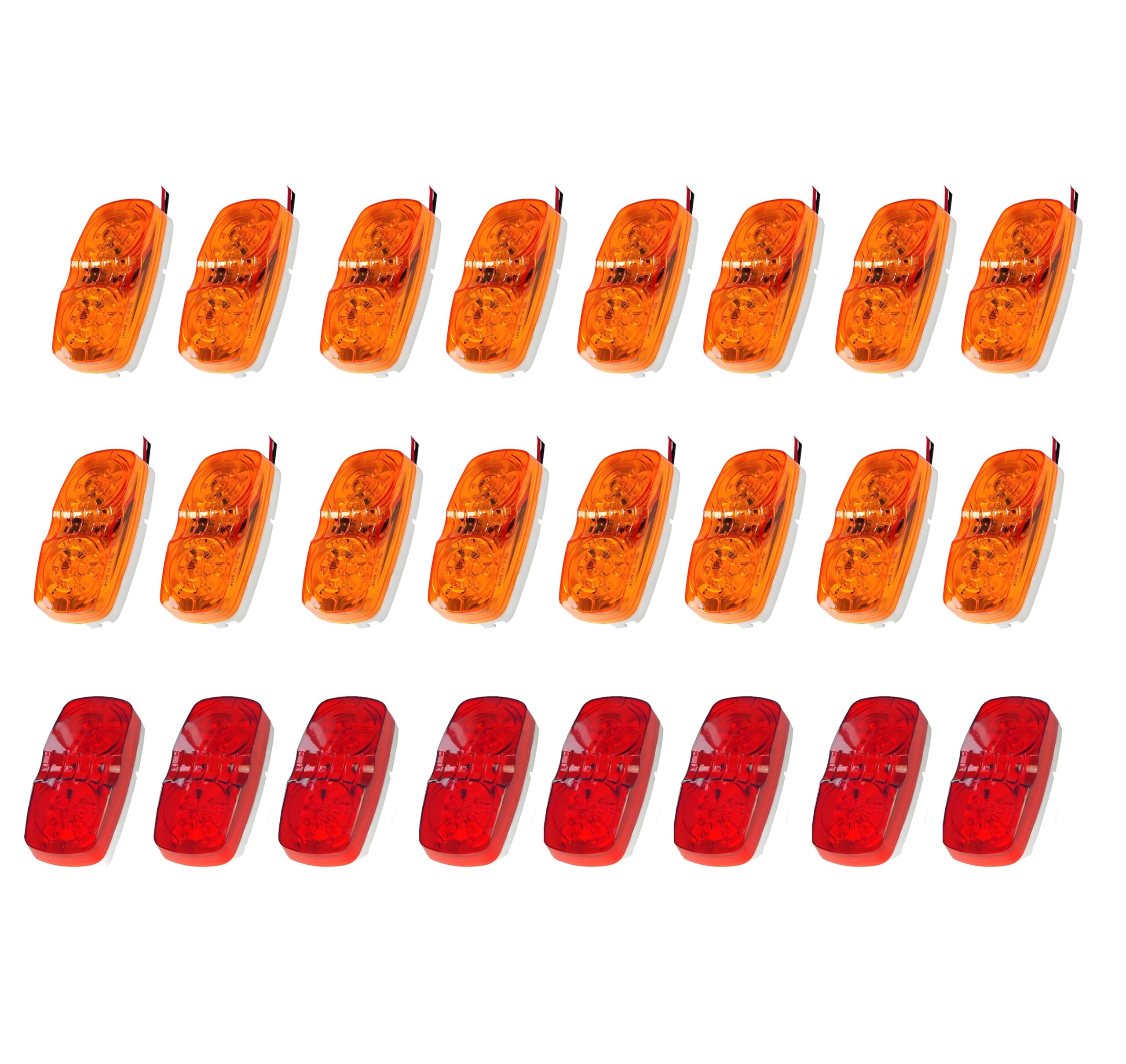 NEW SUN 24 Pcs 4x2 Inch Trailer RV Marker LED Light, Bullseye/Tiger Eye/Double Bubble Clearance Light, 10 LEDs, Amber/Red 12V Rectangular LED Side Marker Light Indicators Surface Mount, Trucks, Rvs Image