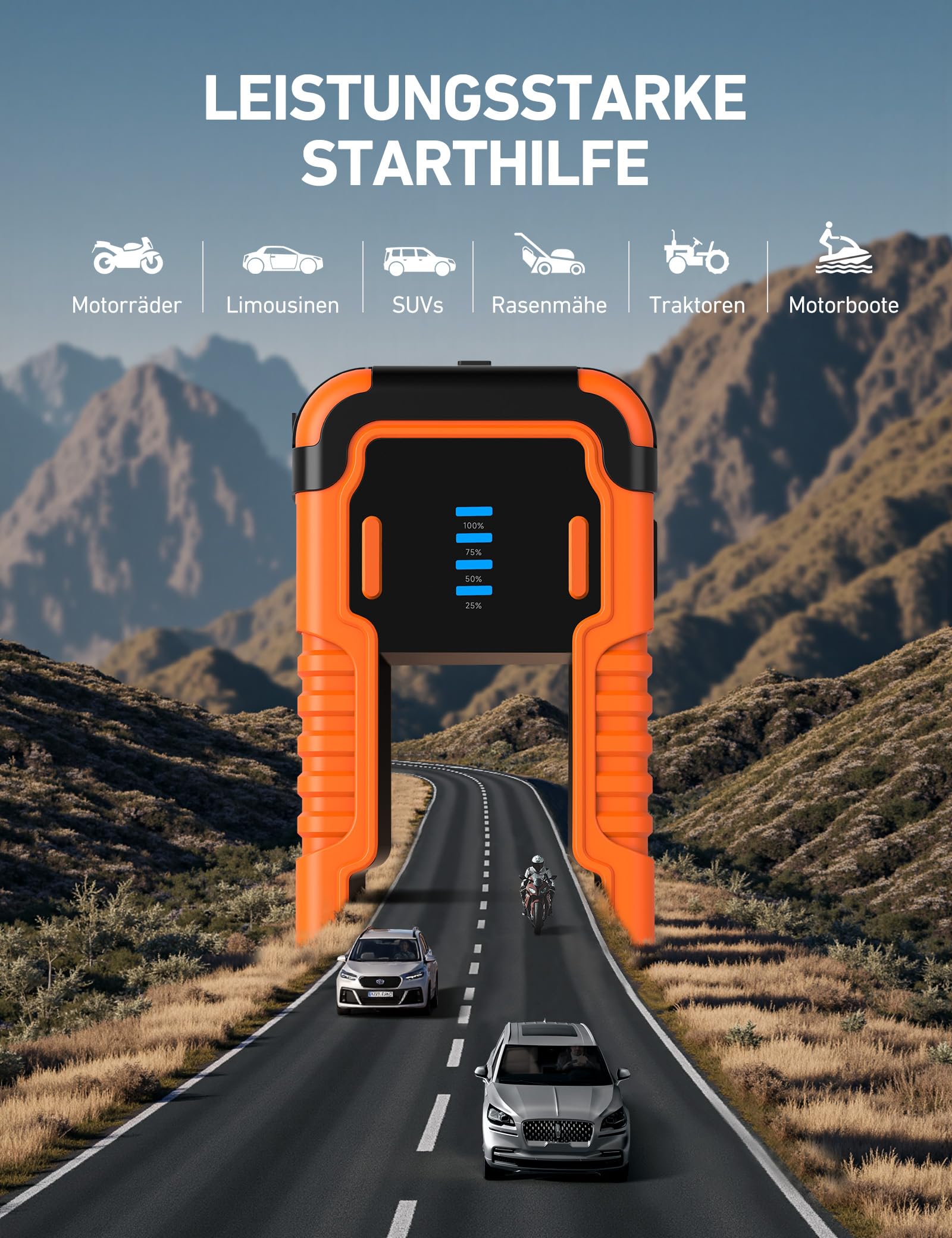 AstroAI P10 Starthilfe Powerbank für pkw, Auto Starthilfe Powerbank, funktioniert mit 10,0L Benzin und 8,0L Diesel, tragbarer Booster Auto Starthilfe für 12V Autos, Motorräder, inklusive LED 4