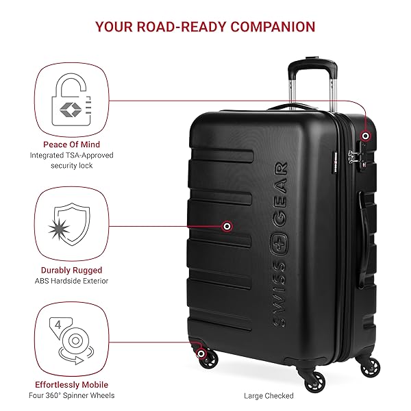 SWISSGEAR 7366 SIGNATURE HARDSIDE EXPANDABLE LUGGAGE WITH SPINNER WHEELS, TSA LOCK, CUP-HOLDER, BLACK, 2-PIECE SET (19/27)