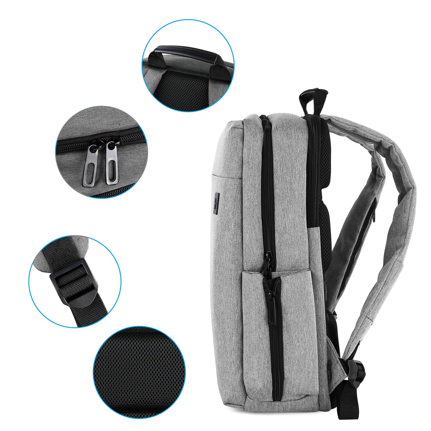 Cai 7331 Large Business Travel Backpack, Durable Multi-Functional Water Resistant, School College Commuting Bag with Headphones Port and luggage strap 15.6 \