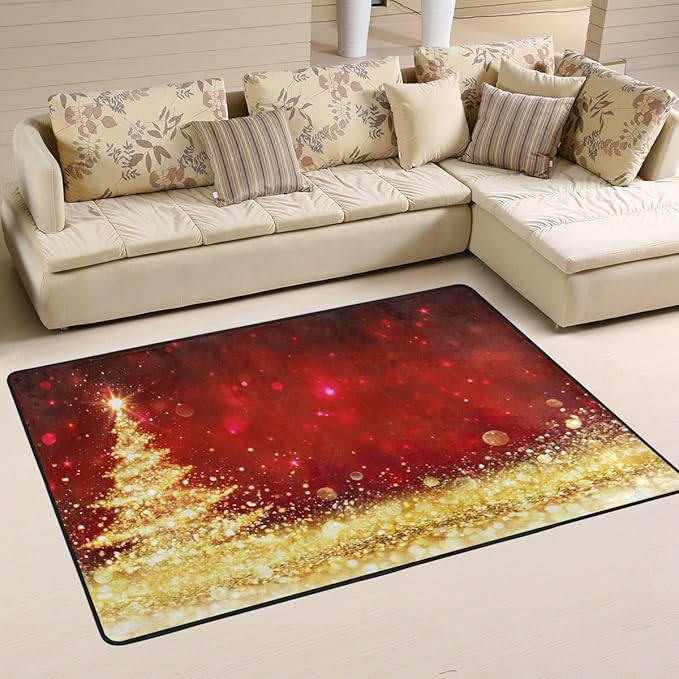 Naanle Winter Holiday Area Rug 4'x6', Shining Christmas
