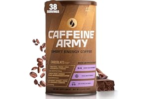 CAFFEINE ARMY Smart Energy Coffee, Keto Instant Coffee, Collagen, MCT Oil for Focus, L-Carnitine, Gluten Free Sugar Free Super Coffee Functional Drink Mix, Hot or Iced, Chocolate, 13.4 oz 38 Servings
