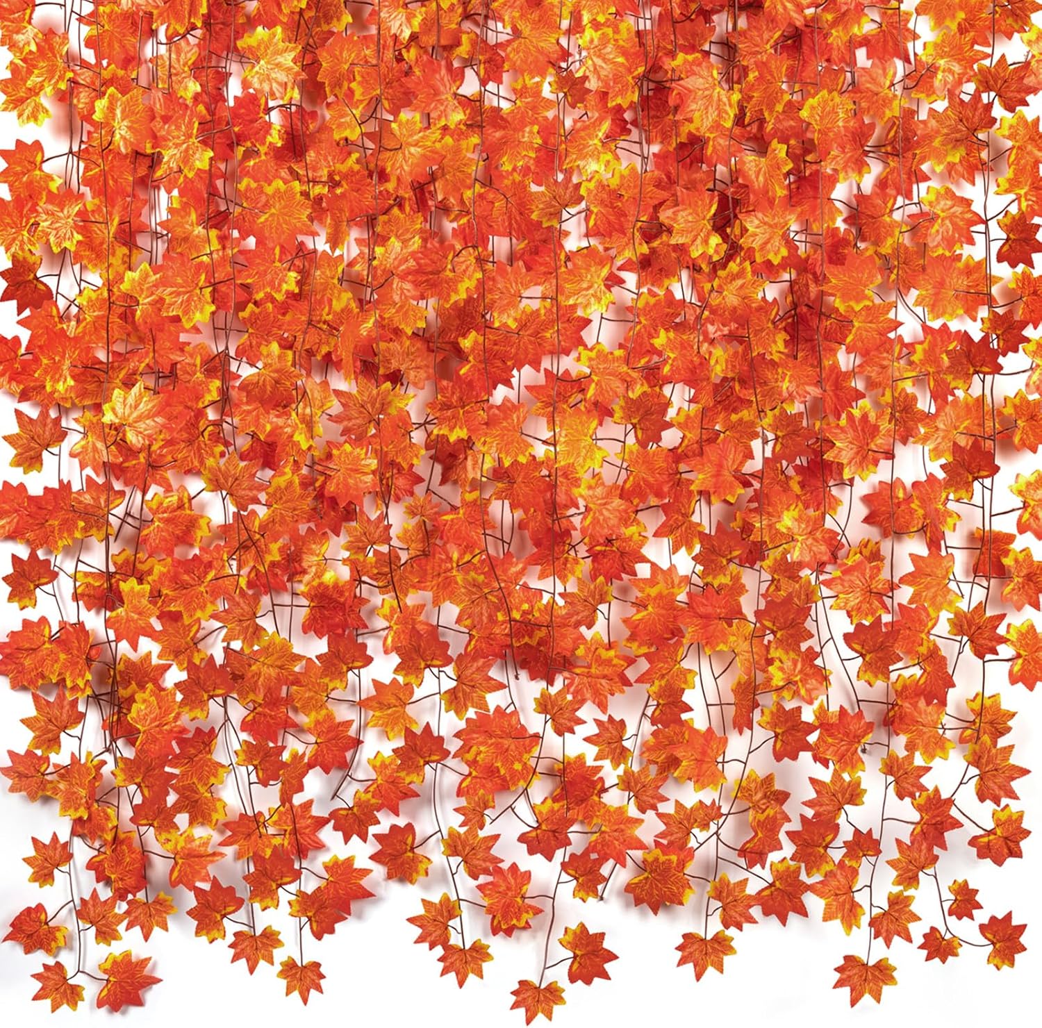 Wreaths, Garlands & Swags - CQURE 5 Pack Fall Leaf Garland, Hanging Vines Garland Artificial Fall Maple Leaves Garland Thanksgiving Decor for Home Wedding Fireplace Party…